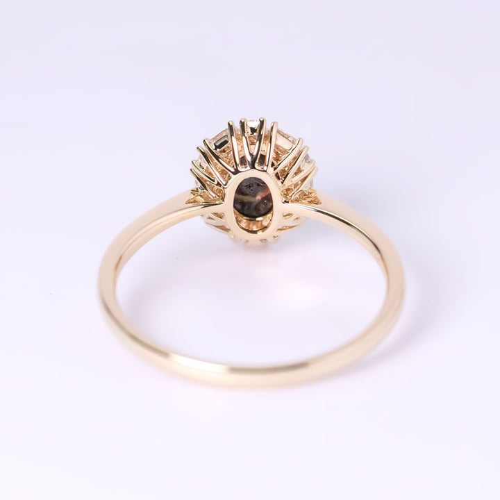 Baguette Halo Diamond Boulder Opal Engagement