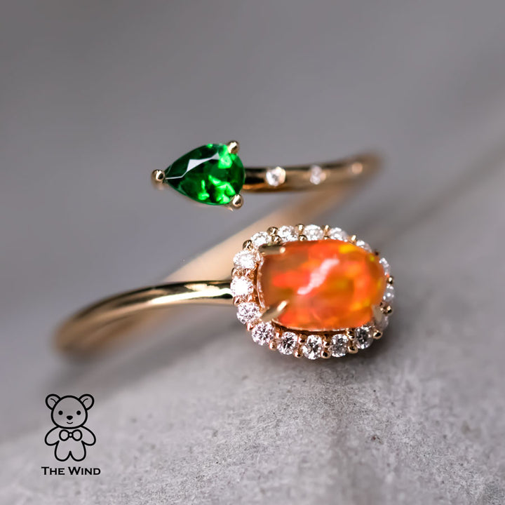 Fire Opal Tsavorite Engagement Ring-4