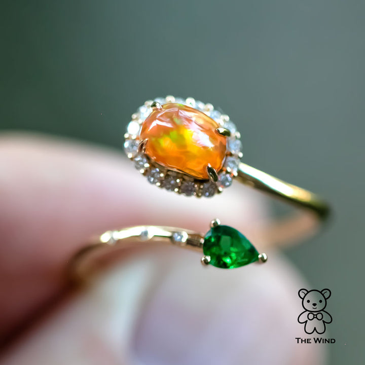 Fire Opal Tsavorite Engagement Ring-3