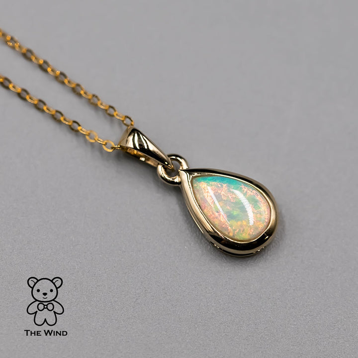 Beautiful Pear Shaped Australian Solid Opal Pendant Necklace-1