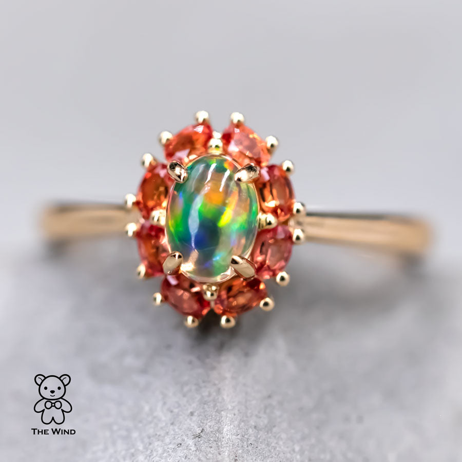 Fire Opal Orange Sapphire Engagement Ring 18K Yellow Gold | The Wind