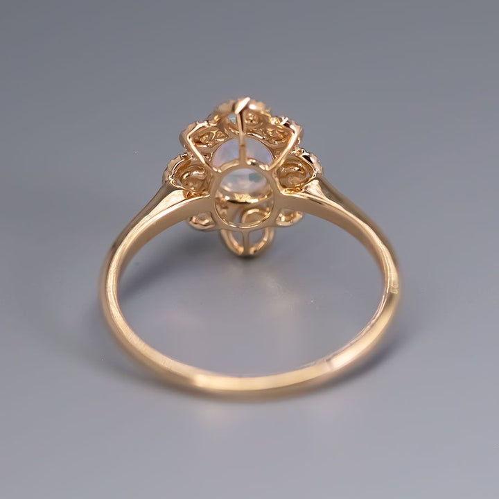 Beauty of Swirls - Fire Opal Diamond Engagement Ring
