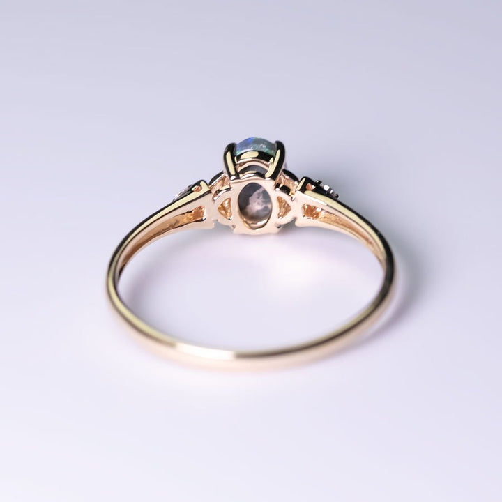 Black Opal Diamond Engagement Wedding Ring