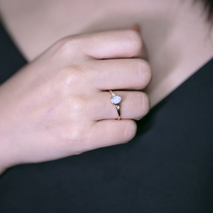 Black Opal Diamond Engagement Wedding Ring