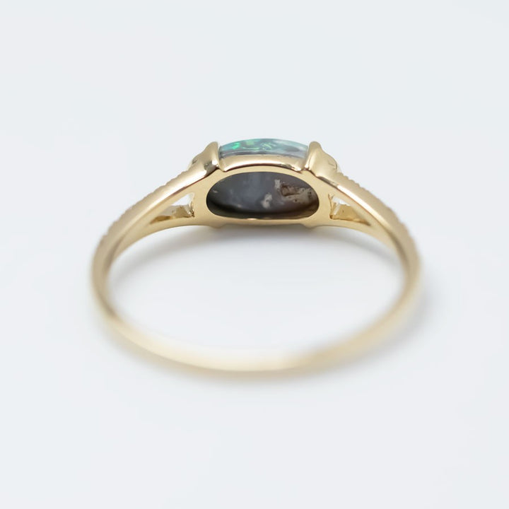 Black Opal Split Shank Engagement Ring