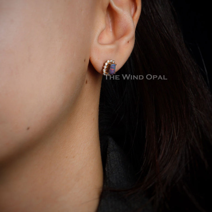 boulder opal diamond earrings