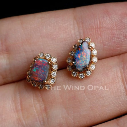 boulder opal diamond earrings