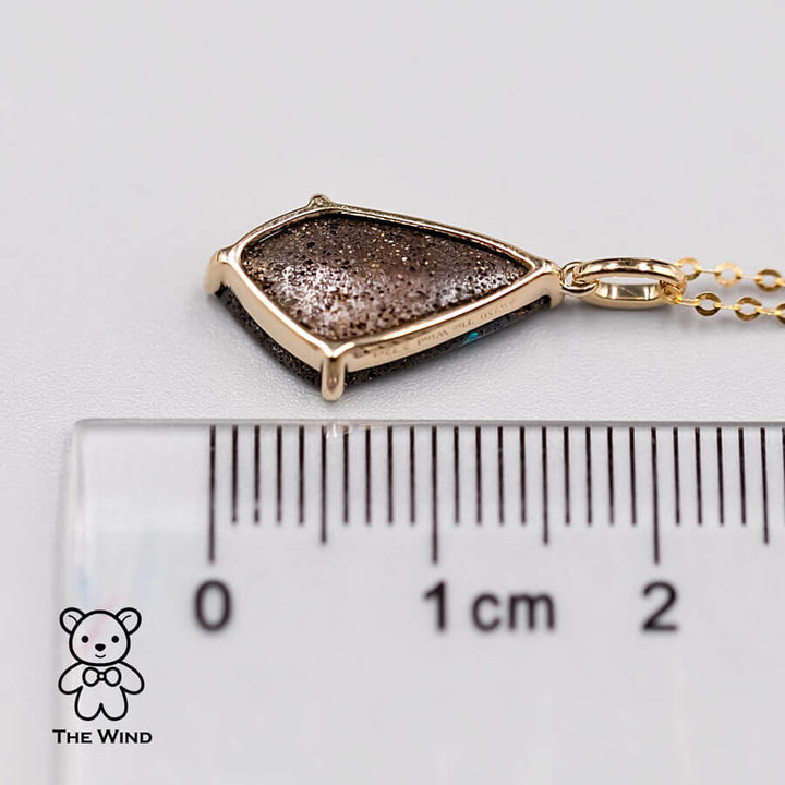 Diamond Shaped Boulder Opal Pendant Necklace-3