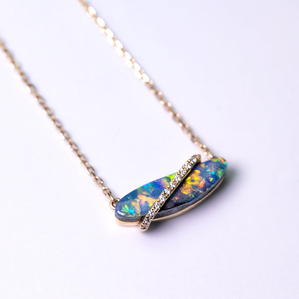 Boulder Opal & Diamond Necklace