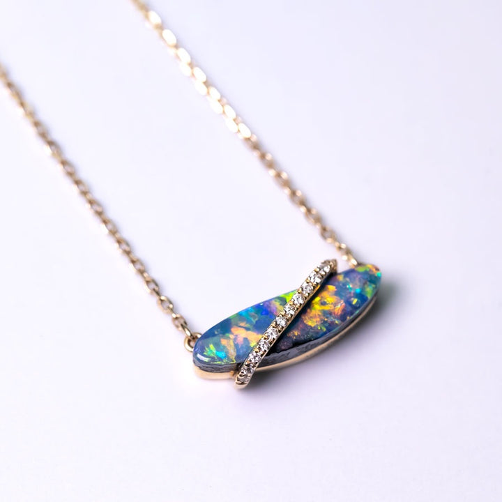Boulder Opal & Diamond Necklace