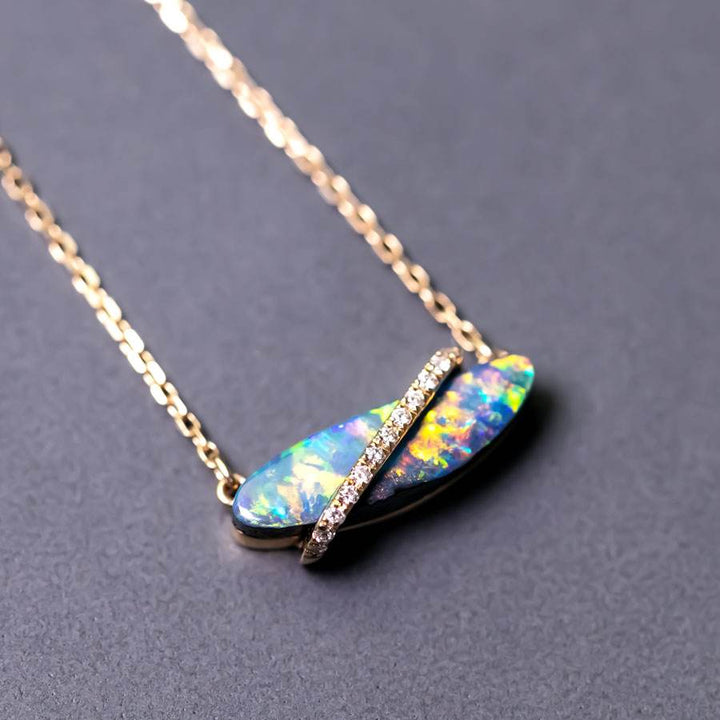 Boulder Opal & Diamond Necklace