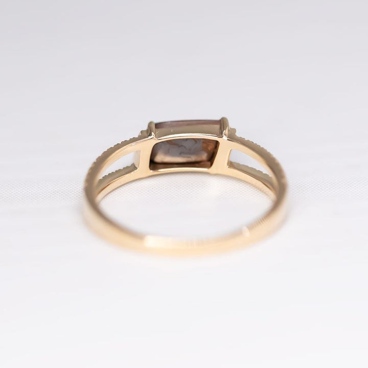 Boulder Opal Split Shank Engagement Ring Pave Setting Diamond