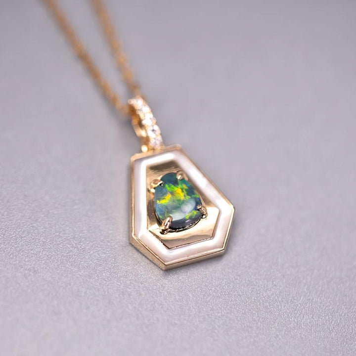 Bright Black Opal Necklace 