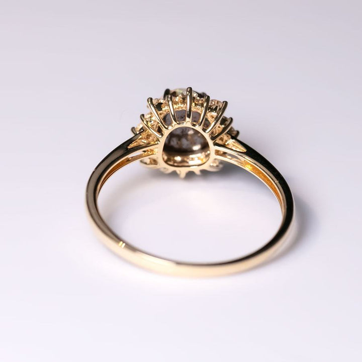 Bright Boulder Opal Halo Diamond Engagement Ring