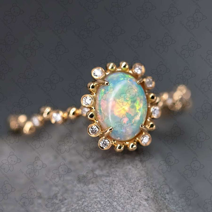 Bubble Tea Design Australian Opal Diamond Engagement Ring