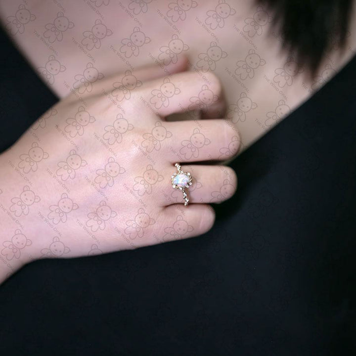 Bubble Tea Design Australian Opal Diamond Engagement Ring