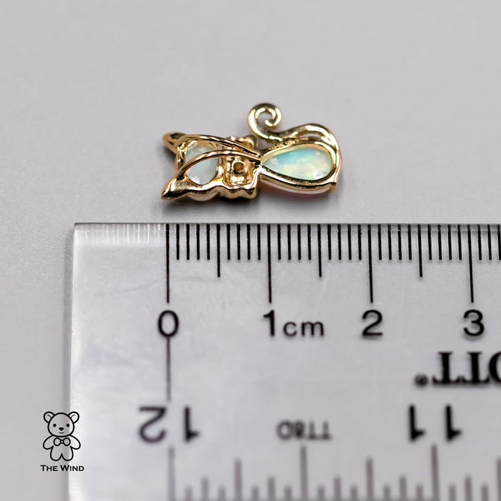 Cat Australian Solid Opal & Diamond Pendant Necklace-4