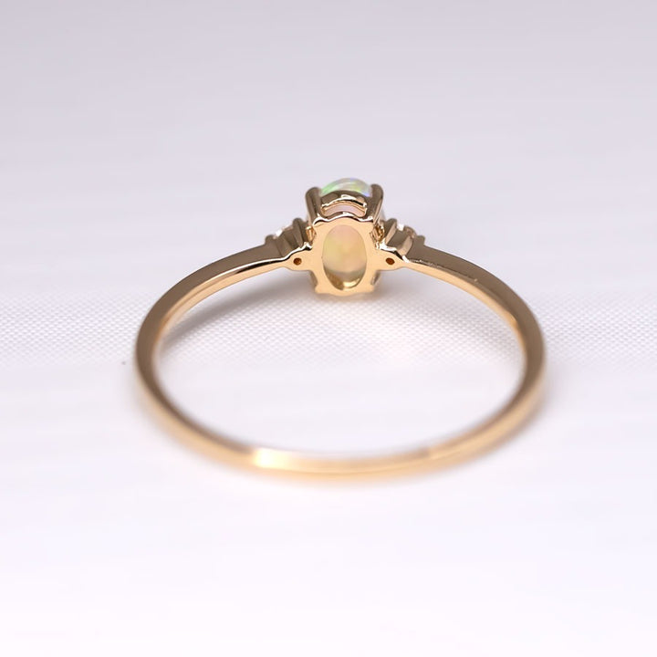 Classic Design Oval Opal Diamond Engagement Ring