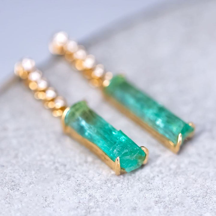 Colombian Emerald Diamond Drop Earrings