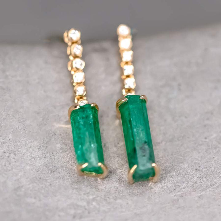 Colombian Emerald Diamond Drop Earrings