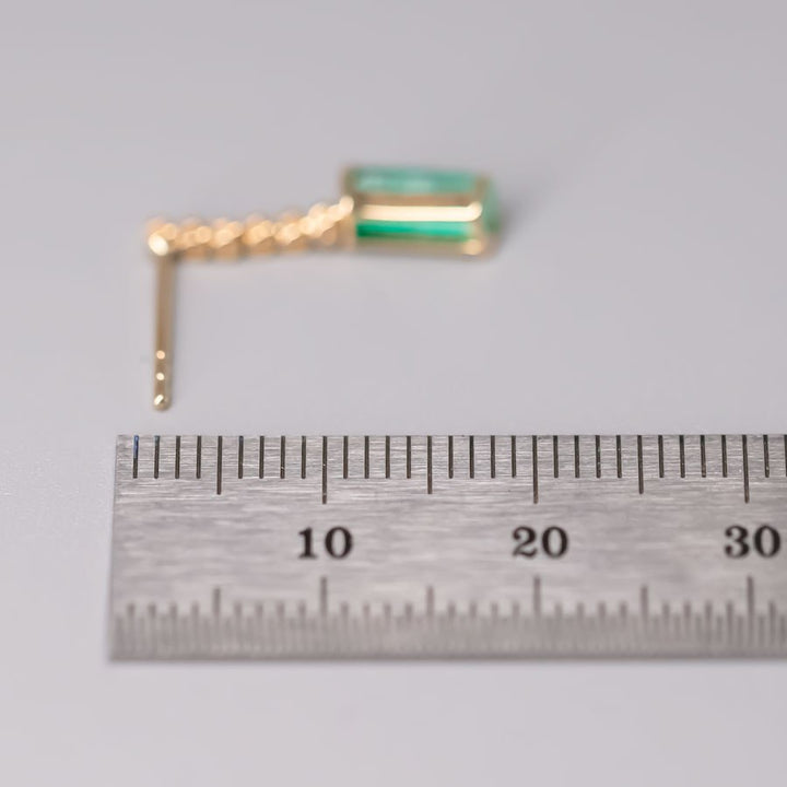 Colombian Raw Emerald Diamond Drop Earrings 