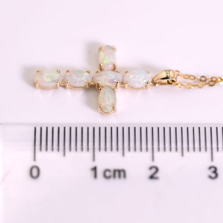 Cross Pendant Australian Solid Opal Necklace