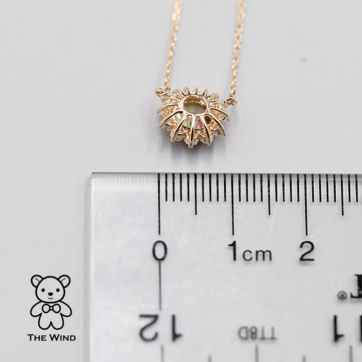 Semi-Black Opal Halo Diamond Necklace-4