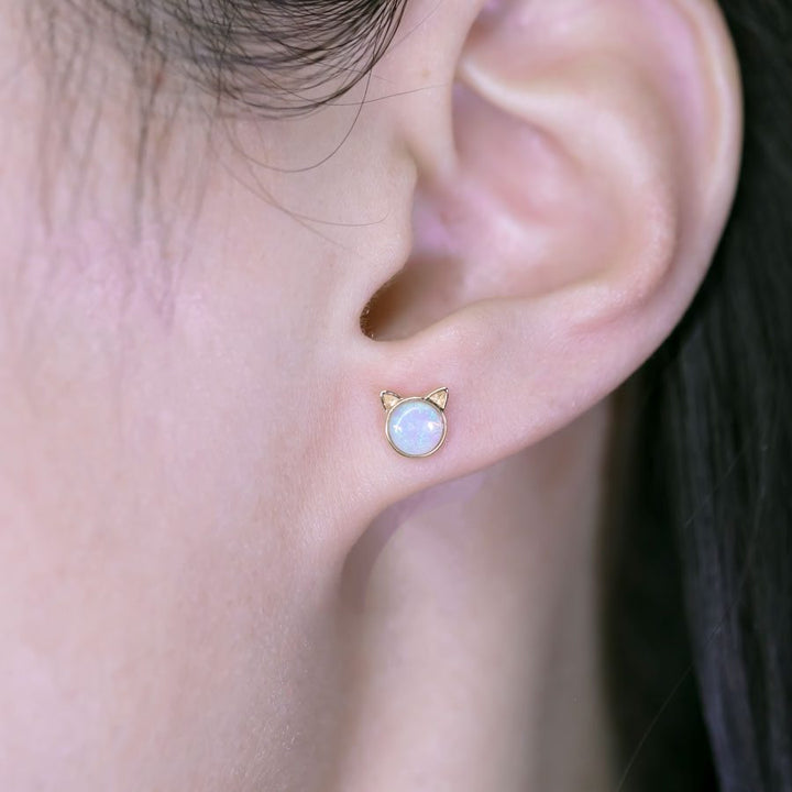 Cute Kitty Ears Australian Opal Stud Earrings