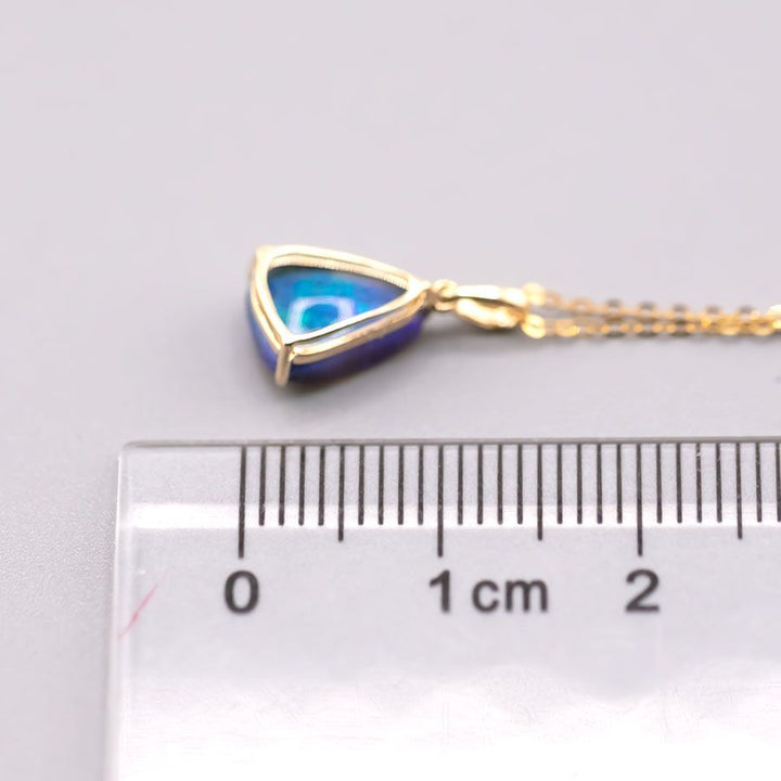Deep Blue Australian Black Opal Pendant Necklace