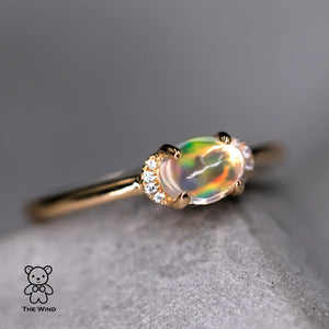 Minimalist Fire Opal Engagement Ring