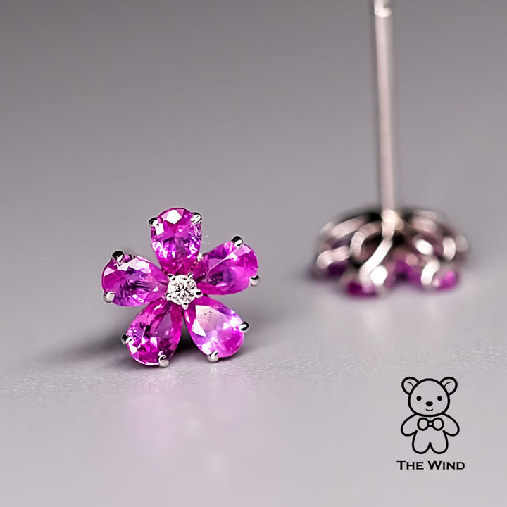 Sakura Cherry Blossom Flower Stud Earrings-1