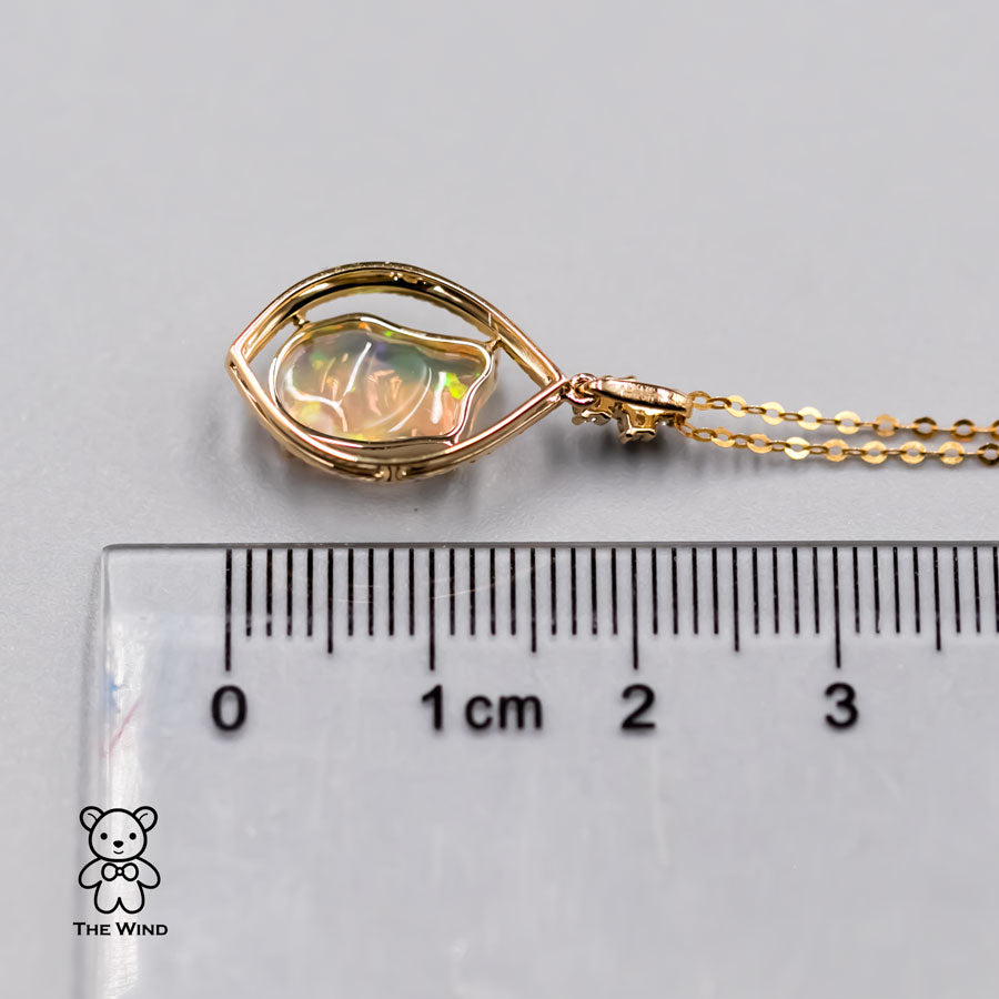 Pear Shaped Pendant Mexican Fire Opal Diamond