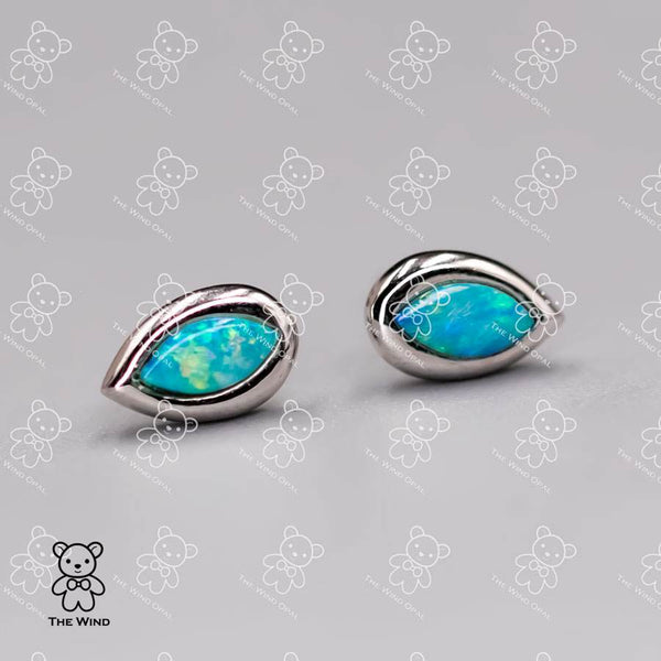 Pear Shaped Opal Stud Earrings 925 Sterling Silver