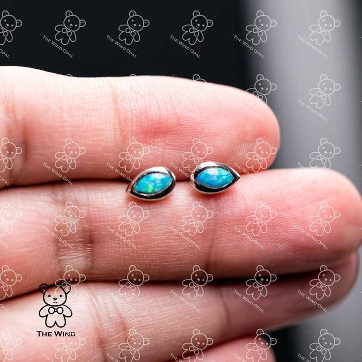 Pear Shaped Opal Stud Earrings 925 Sterling Silver