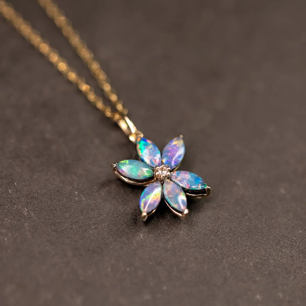 Doublet Opal Diamond Necklace