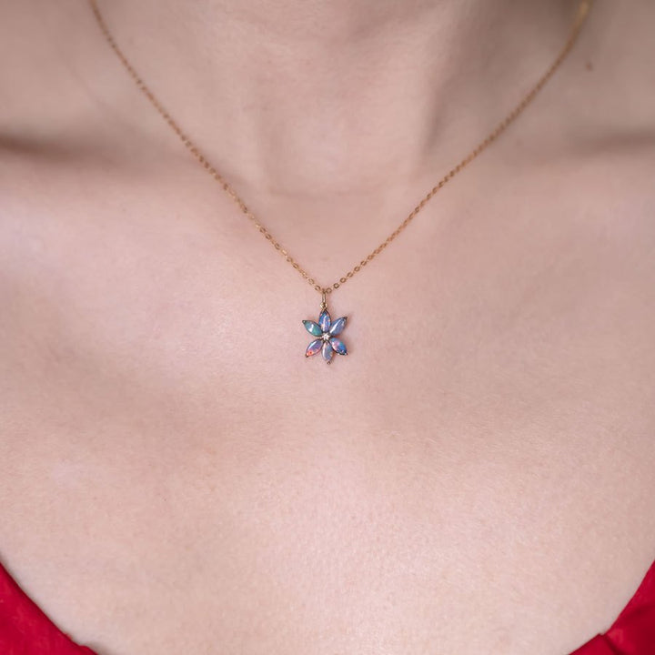 Doublet Opal Diamond Necklace