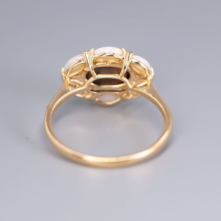 Doublet Opal Marquise White Opal Tsavorite Ring