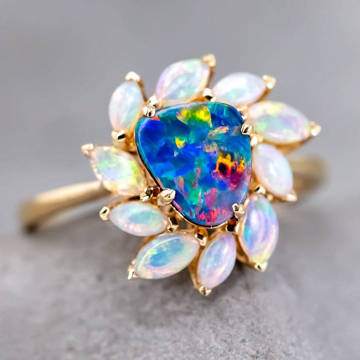 Doublet Opal White Opal Engagement Ring