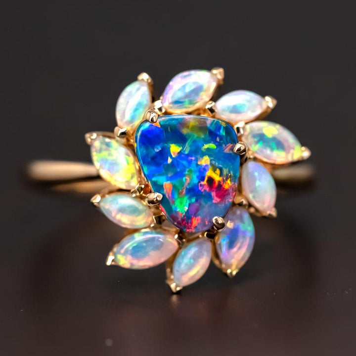 Doublet Opal White Opal Engagement Ring