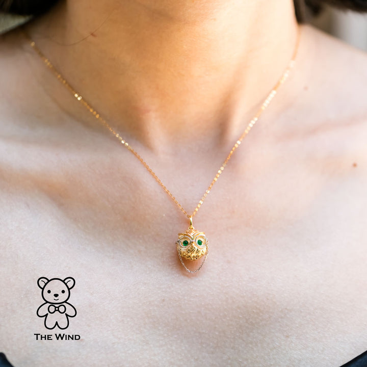 Dr. Owl Emerald Pendant Necklace-2