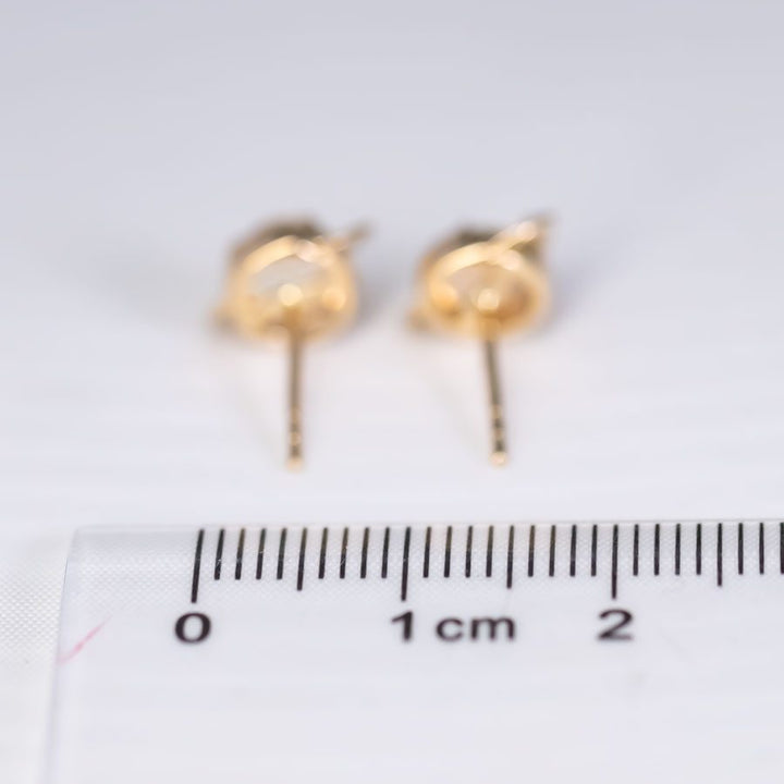 Earth Moon Design Fire Opal Diamond Stud Earrings