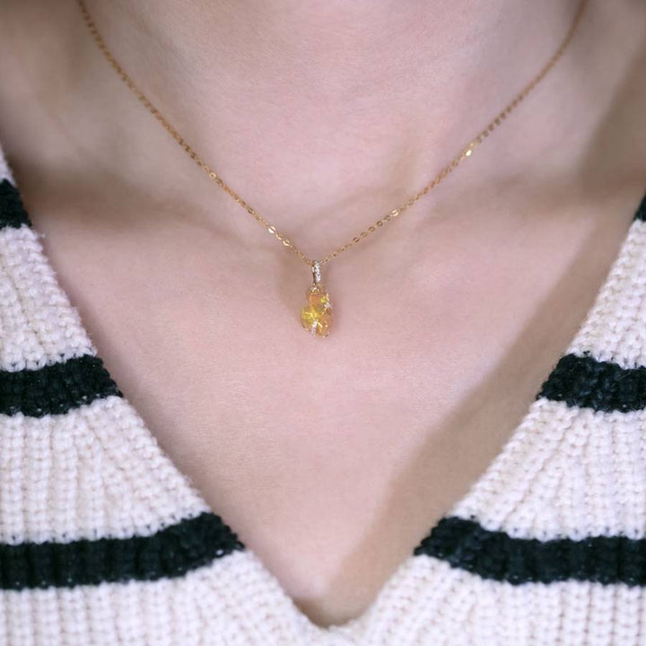 Eternal Flame Fire Opal Diamond Necklace