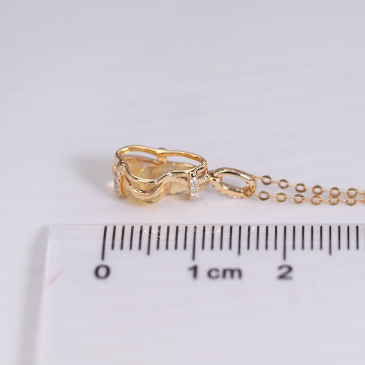 Eternal Flame Fire Opal Diamond Necklace