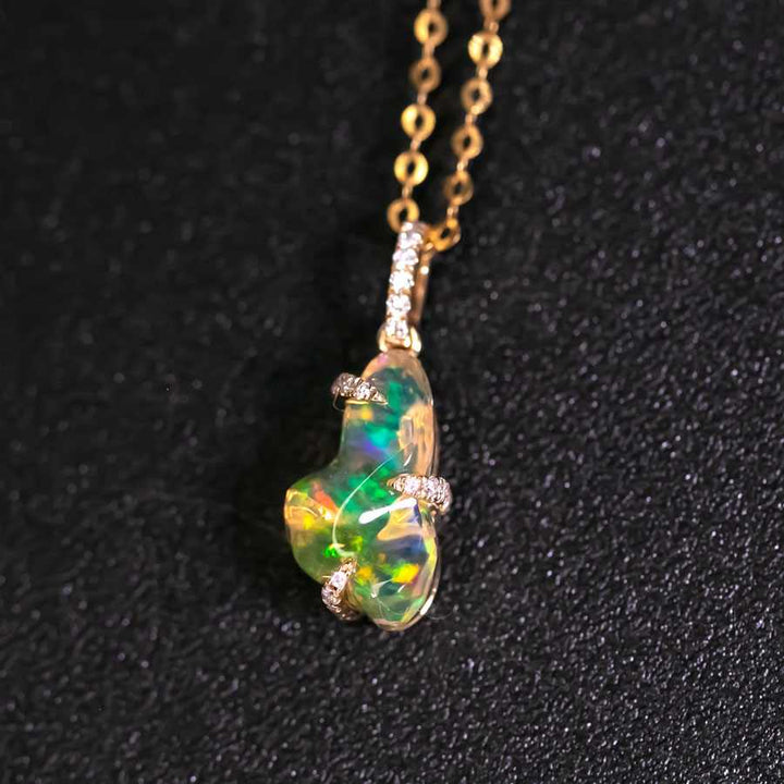 Eternal Flame Fire Opal Diamond Necklace