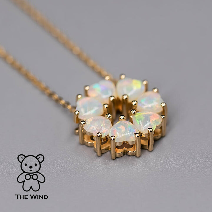 Eternity Heart Australian Crystal Opal Circle Necklace Pendant-2