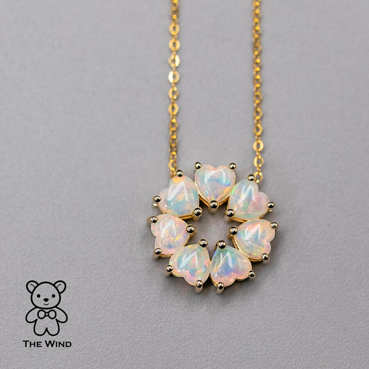 Eternity Heart Australian Crystal Opal Circle Necklace Pendant-4