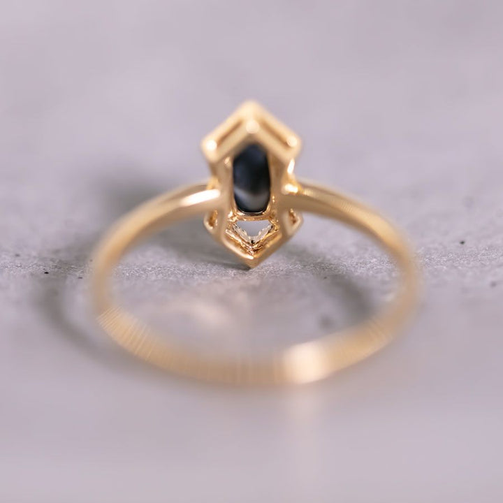 Ethereal Prism - Halo Diamond Black Opal Engagement Ring