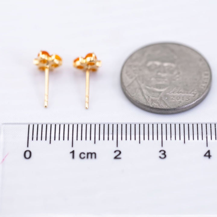  Fire Opal Diamond Trio Stud Earrings