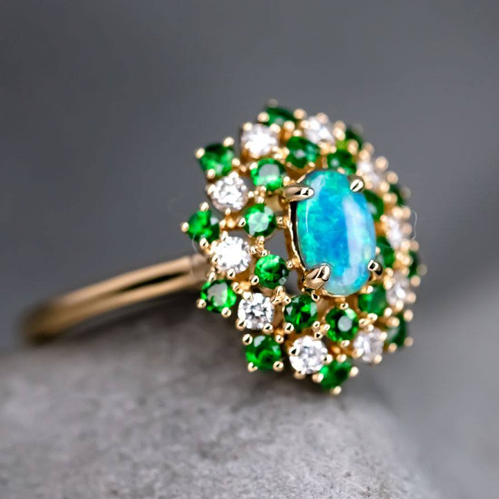 Fireworks - Black Opal Diamond Engagement Ring
