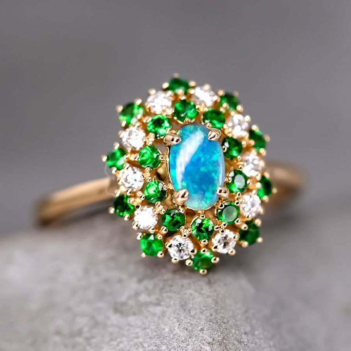 Fireworks - Black Opal Diamond Engagement Ring